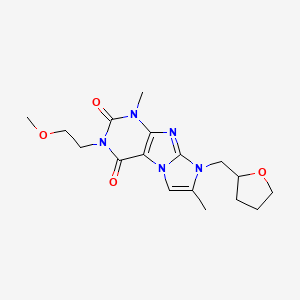 molecular formula C17H23N5O4 B2461807 2-(2-Methoxyethyl)-4,7-dimethyl-6-(oxolan-2-ylmethyl)purino[7,8-a]imidazole-1,3-dione CAS No. 876674-17-8