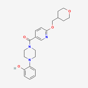 molecular formula C22H27N3O4 B2461813 (4-(2-hydroxyphenyl)piperazin-1-yl)(6-((tetrahydro-2H-pyran-4-yl)methoxy)pyridin-3-yl)methanone CAS No. 2034364-51-5