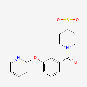 molecular formula C18H20N2O4S B2461816 (4-(Methylsulfonyl)piperidin-1-yl)(3-(pyridin-2-yloxy)phenyl)methanone CAS No. 1797838-78-8