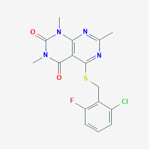 5-[(2-Chloro-6-fluorophenyl)methylsulfanyl]-1,3,7-trimethylpyrimido[4,5-d]pyrimidine-2,4-dione