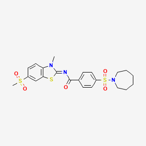 4-(azepan-1-ylsulfonyl)-N-(3-methyl-6-methylsulfonyl-1,3-benzothiazol-2-ylidene)benzamide