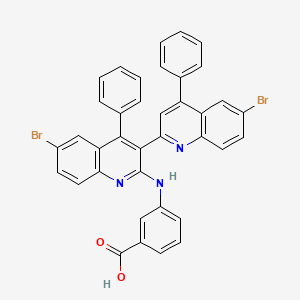 3-[[6-Bromo-3-(6-bromo-4-phenylquinolin-2-yl)-4-phenylquinolin-2-yl]amino]benzoic acid
