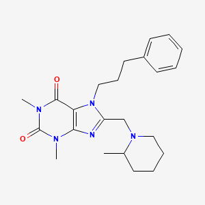 1,3-dimethyl-8-[(2-methylpiperidin-1-yl)methyl]-7-(3-phenylpropyl)-3,7-dihydro-1H-purine-2,6-dione