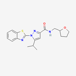 molecular formula C19H22N4O2S B2461839 1-(benzo[d]thiazol-2-yl)-5-isopropyl-N-((tetrahydrofuran-2-yl)methyl)-1H-pyrazole-3-carboxamide CAS No. 1013806-62-6