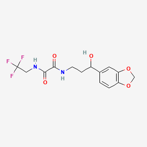 molecular formula C14H15F3N2O5 B2461845 N1-(3-(benzo[d][1,3]dioxol-5-yl)-3-hydroxypropyl)-N2-(2,2,2-trifluoroethyl)oxalamide CAS No. 1421483-69-3