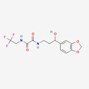 molecular formula C14H15F3N2O5 B2461845 N1-(3-(ベンゾ[d][1,3]ジオキソール-5-イル)-3-ヒドロキシプロピル)-N2-(2,2,2-トリフルオロエチル)オキサラミド CAS No. 1421483-69-3