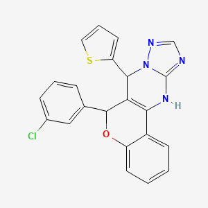 molecular formula C22H15ClN4OS B2461851 6-(3-chlorophenyl)-7-(thiophen-2-yl)-7,12-dihydro-6H-chromeno[4,3-d][1,2,4]triazolo[1,5-a]pyrimidine CAS No. 868147-36-8