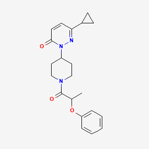 molecular formula C21H25N3O3 B2461885 6-Cyclopropyl-2-[1-(2-phenoxypropanoyl)piperidin-4-yl]pyridazin-3-one CAS No. 2310154-57-3