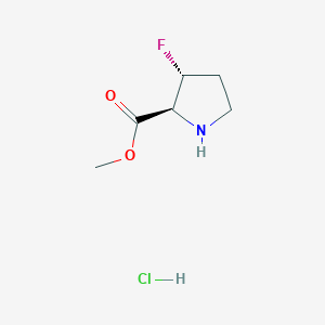 molecular formula C6H11ClFNO2 B2461894 Methyl (2S,3R)-3-fluoropyrrolidine-2-carboxylate;hydrochloride CAS No. 2470279-57-1