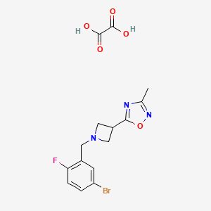 molecular formula C15H15BrFN3O5 B2461896 Oxalato de 5-(1-(5-bromo-2-fluorobencil)azetidin-3-il)-3-metil-1,2,4-oxadiazol CAS No. 1396794-55-0