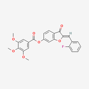 molecular formula C25H19FO7 B2461920 (Z)-2-(2-fluorobenzylidene)-3-oxo-2,3-dihydrobenzofuran-6-yl 3,4,5-trimethoxybenzoate CAS No. 844831-02-3