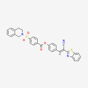 (E)-4-(2-(benzo[d]thiazol-2-yl)-2-cyanovinyl)phenyl 4-((3,4-dihydroisoquinolin-2(1H)-yl)sulfonyl)benzoate