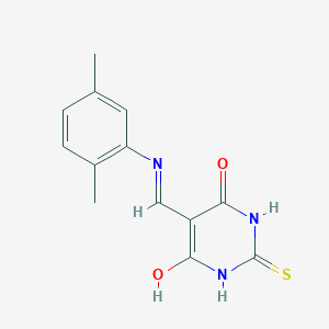 molecular formula C13H13N3O2S B2461925 5-(((2,5-dimethylphenyl)amino)methylene)-2-thioxodihydropyrimidine-4,6(1H,5H)-dione CAS No. 349486-64-2