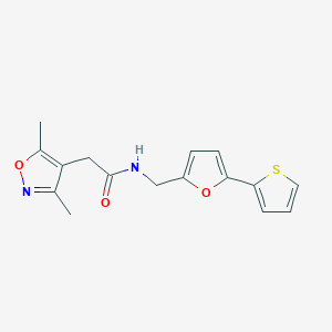molecular formula C16H16N2O3S B2461930 2-(3,5-dimethylisoxazol-4-yl)-N-((5-(thiophen-2-yl)furan-2-yl)methyl)acetamide CAS No. 2034248-65-0