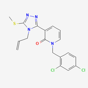 molecular formula C18H16Cl2N4OS B2461950 3-[4-烯丙基-5-(甲硫基)-4H-1,2,4-三唑-3-基]-1-(2,4-二氯苄基)-2(1H)-吡啶酮 CAS No. 477853-06-8