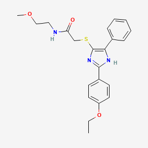 molecular formula C22H25N3O3S B2461954 2-((2-(4-ethoxyphenyl)-5-phenyl-1H-imidazol-4-yl)thio)-N-(2-methoxyethyl)acetamide CAS No. 901259-34-5