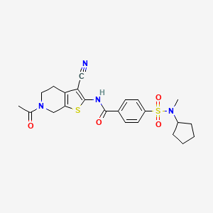 molecular formula C23H26N4O4S2 B2461960 N-(6-acetyl-3-cyano-4,5,6,7-tetrahydrothieno[2,3-c]pyridin-2-yl)-4-(N-cyclopentyl-N-methylsulfamoyl)benzamide CAS No. 922990-15-6