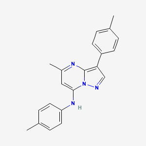 molecular formula C21H20N4 B2461966 5-methyl-N,3-bis(4-methylphenyl)pyrazolo[1,5-a]pyrimidin-7-amine CAS No. 890611-46-8