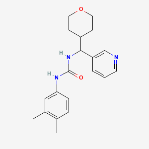 molecular formula C20H25N3O2 B2461979 1-(3,4-dimethylphenyl)-3-(pyridin-3-yl(tetrahydro-2H-pyran-4-yl)methyl)urea CAS No. 2034407-12-8