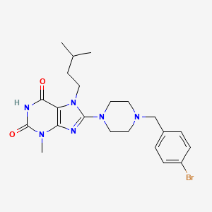 molecular formula C22H29BrN6O2 B2461985 8-(4-(4-bromobenzyl)piperazin-1-yl)-7-isopentyl-3-methyl-1H-purine-2,6(3H,7H)-dione CAS No. 898437-49-5