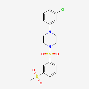 molecular formula C17H19ClN2O4S2 B2462002 1-(3-Chlorophenyl)-4-((3-(methylsulfonyl)phenyl)sulfonyl)piperazine CAS No. 887890-99-5