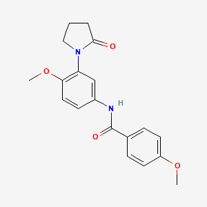molecular formula C19H20N2O4 B2462006 4-methoxy-N-(4-methoxy-3-(2-oxopyrrolidin-1-yl)phenyl)benzamide CAS No. 922887-65-8