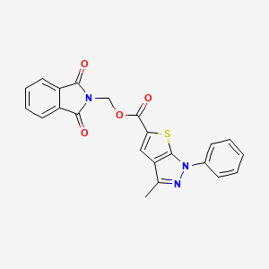 molecular formula C22H15N3O4S B2462019 (1,3-Dioxoisoindol-2-yl)methyl 3-methyl-1-phenylthieno[2,3-c]pyrazole-5-carboxylate CAS No. 536721-97-8