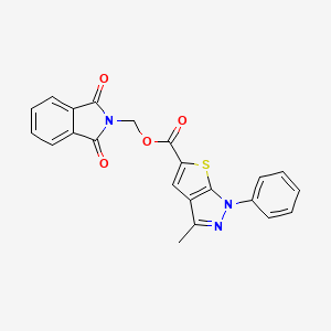 molecular formula C22H15N3O4S B2462019 (1,3-二氧代异吲哚-2-基)甲基 3-甲基-1-苯基噻吩并[2,3-c]吡唑-5-羧酸酯 CAS No. 536721-97-8