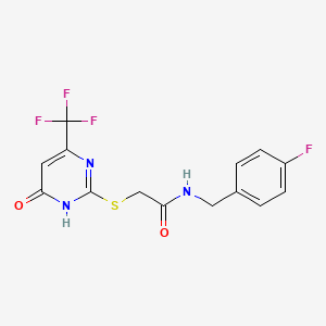 molecular formula C14H11F4N3O2S B2462021 N-(4-氟苄基)-2-((6-氧代-4-(三氟甲基)-1,6-二氢嘧啶-2-基)硫代)乙酰胺 CAS No. 899948-69-7