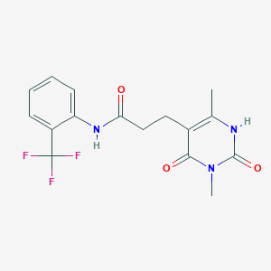 molecular formula C16H16F3N3O3 B2462023 3-(3,6-dimethyl-2,4-dioxo-1,2,3,4-tetrahydropyrimidin-5-yl)-N-(2-(trifluoromethyl)phenyl)propanamide CAS No. 1171383-42-8