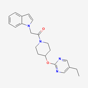 molecular formula C21H24N4O2 B2462028 1-[4-(5-Ethylpyrimidin-2-yl)oxypiperidin-1-yl]-2-indol-1-ylethanone CAS No. 2380181-03-1