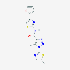 molecular formula C15H12N6O2S2 B2462029 N-(4-(呋喃-2-基)噻唑-2-基)-5-甲基-1-(5-甲基噻唑-2-基)-1H-1,2,3-三唑-4-羧酰胺 CAS No. 1251612-73-3