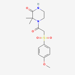 molecular formula C15H20N2O5S B2462041 4-(2-((4-Methoxyphenyl)sulfonyl)acetyl)-3,3-dimethylpiperazin-2-one CAS No. 941935-42-8