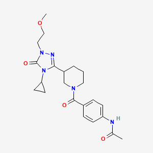 molecular formula C22H29N5O4 B2462044 N-(4-(3-(4-cyclopropyl-1-(2-methoxyethyl)-5-oxo-4,5-dihydro-1H-1,2,4-triazol-3-yl)piperidine-1-carbonyl)phenyl)acetamide CAS No. 2199979-11-6
