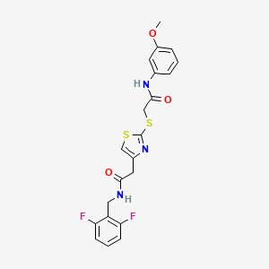 molecular formula C21H19F2N3O3S2 B2462055 N-(2,6-二氟苄基)-2-(2-((2-((3-甲氧基苯基)氨基)-2-氧代乙基)硫代)噻唑-4-基)乙酰胺 CAS No. 941937-97-9