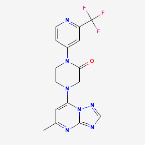 molecular formula C16H14F3N7O B2462089 4-(5-Methyl-[1,2,4]triazolo[1,5-a]pyrimidin-7-yl)-1-[2-(trifluoromethyl)pyridin-4-yl]piperazin-2-one CAS No. 2380079-82-1