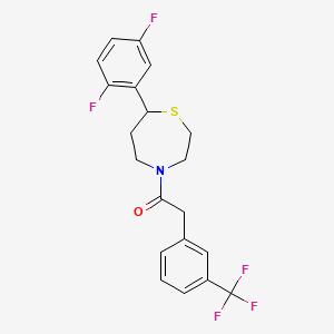 molecular formula C20H18F5NOS B2462096 1-(7-(2,5-Difluorophenyl)-1,4-thiazepan-4-yl)-2-(3-(trifluoromethyl)phenyl)ethanone CAS No. 2034526-21-9