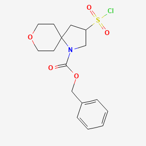 molecular formula C16H20ClNO5S B2462100 Benzyl 3-chlorosulfonyl-8-oxa-1-azaspiro[4.5]decane-1-carboxylate CAS No. 2344680-68-6