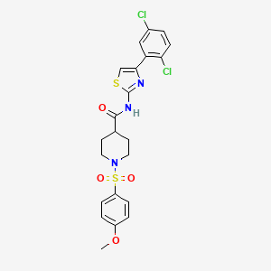 molecular formula C22H21Cl2N3O4S2 B2462101 N-(4-(2,5-二氯苯基)噻唑-2-基)-1-((4-甲氧基苯基)磺酰基)哌啶-4-甲酰胺 CAS No. 923467-27-0