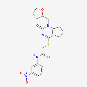 N-(3-nitrophenyl)-2-((2-oxo-1-((tetrahydrofuran-2-yl)methyl)-2,5,6,7-tetrahydro-1H-cyclopenta[d]pyrimidin-4-yl)thio)acetamide