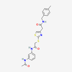 N-(3-acetamidophenyl)-2-((4-(2-((4-methylbenzyl)amino)-2-oxoethyl)thiazol-2-yl)thio)acetamide