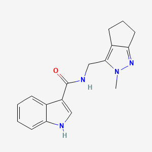 molecular formula C17H18N4O B2462123 N-((2-methyl-2,4,5,6-tetrahydrocyclopenta[c]pyrazol-3-yl)methyl)-1H-indole-3-carboxamide CAS No. 2034508-10-4