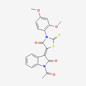 molecular formula C21H16N2O5S2 B2462159 (Z)-5-(1-acetyl-2-oxoindolin-3-ylidene)-3-(2,4-dimethoxyphenyl)-2-thioxothiazolidin-4-one CAS No. 868142-30-7
