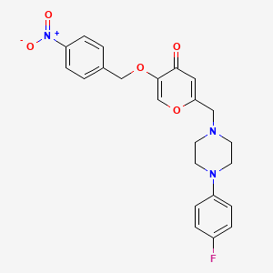 molecular formula C23H22FN3O5 B2462160 2-((4-(4-氟苯基)哌嗪-1-基)甲基)-5-((4-硝基苄基)氧基)-4H-吡喃-4-酮 CAS No. 898441-91-3