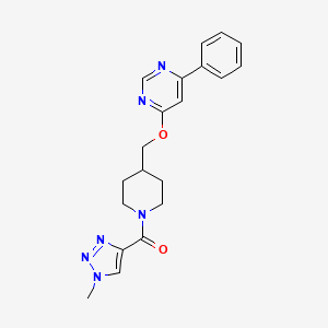 molecular formula C20H22N6O2 B2462164 (1-Methyltriazol-4-yl)-[4-[(6-phenylpyrimidin-4-yl)oxymethyl]piperidin-1-yl]methanone CAS No. 2380009-15-2