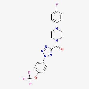 molecular formula C19H16F4N6O2 B2462172 (4-(4-fluorophenyl)piperazin-1-yl)(2-(4-(trifluoromethoxy)phenyl)-2H-tetrazol-5-yl)methanone CAS No. 1396799-15-7