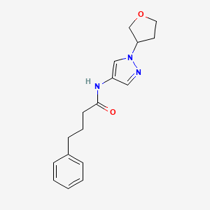 molecular formula C17H21N3O2 B2462177 4-phenyl-N-(1-(tetrahydrofuran-3-yl)-1H-pyrazol-4-yl)butanamide CAS No. 1797158-36-1