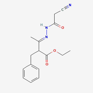 molecular formula C16H19N3O3 B2462178 ethyl 2-benzyl-3-[(E)-2-(2-cyanoacetyl)hydrazono]butanoate CAS No. 477871-03-7