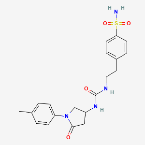 molecular formula C20H24N4O4S B2462182 4-(2-(3-(5-Oxo-1-(p-tolyl)pyrrolidin-3-yl)ureido)ethyl)benzenesulfonamide CAS No. 894017-74-4