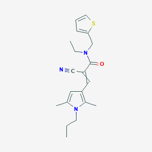 molecular formula C20H25N3OS B2462188 2-cyano-3-(2,5-dimethyl-1-propyl-1H-pyrrol-3-yl)-N-ethyl-N-[(thiophen-2-yl)methyl]prop-2-enamide CAS No. 1376442-54-4